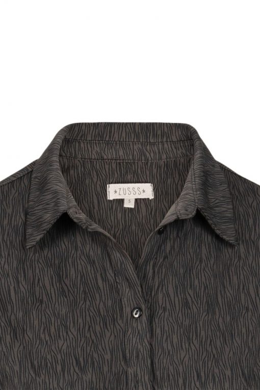 BLOUSE JURK MET PRINT in GRAFIET en POEDERROZE - ZUSSS - Afbeelding 3