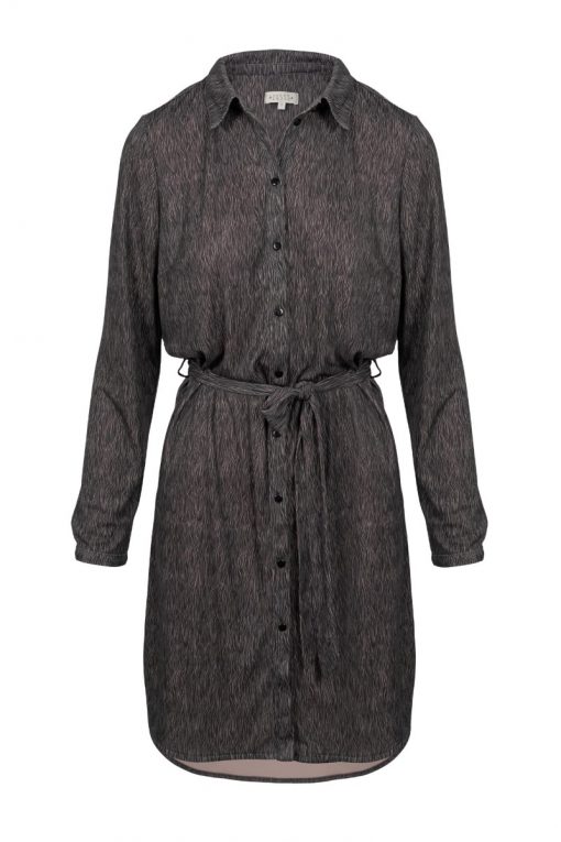 BLOUSE JURK MET PRINT in GRAFIET en POEDERROZE - ZUSSS - Afbeelding 5