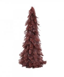 Xmas Folksy Burgundy Feather Deco Tree S - PTMD